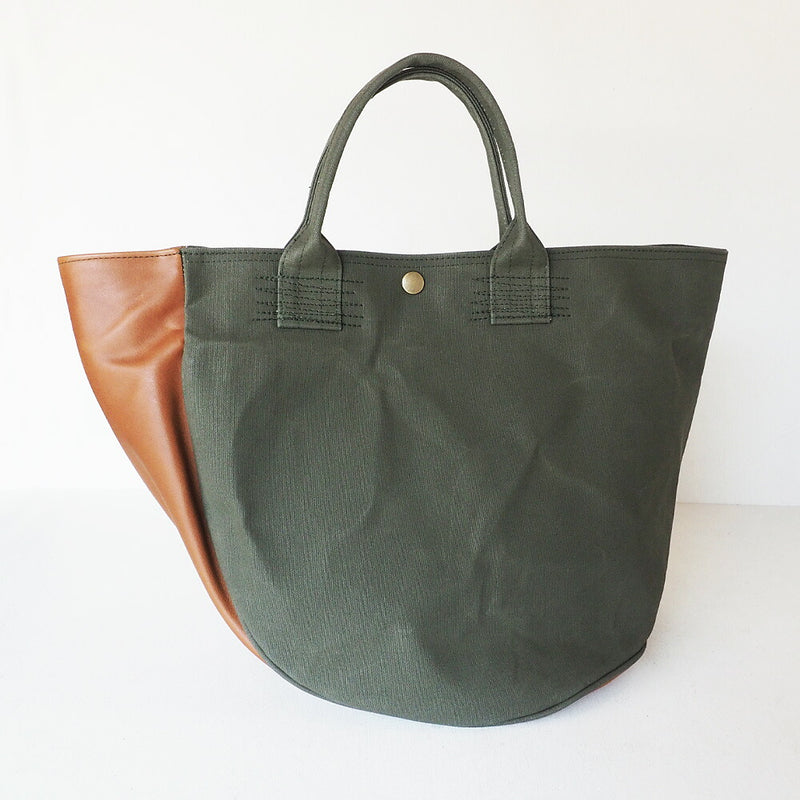 REAL STANDARD life(リアルスタンダードライフ) 倉敷帆布9号×姫路レザー トートバッグ “BC Luton HELMETBAG” Mサイズ グリーン[JT13009]