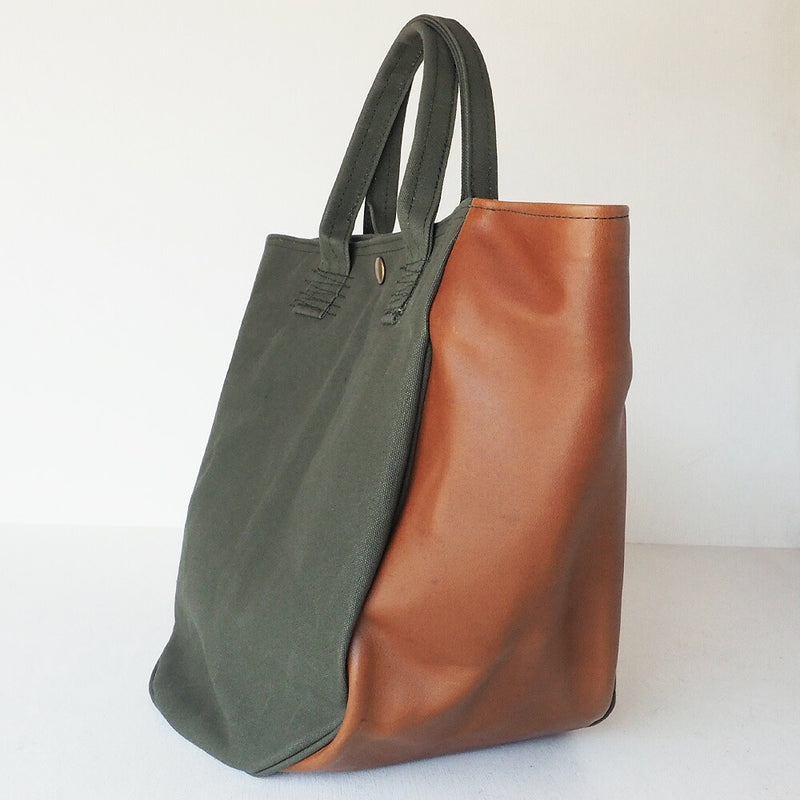 REAL STANDARD life(リアルスタンダードライフ) 倉敷帆布9号×姫路レザー トートバッグ “BC Luton HELMETBAG” Mサイズ グリーン[JT13009]