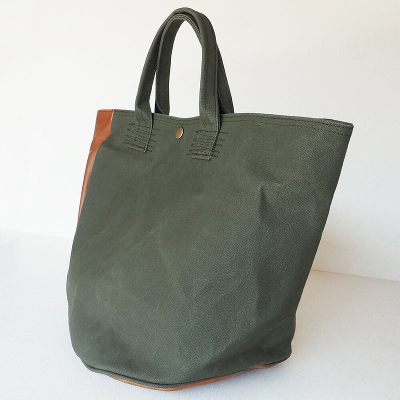 REAL STANDARD life(リアルスタンダードライフ) 倉敷帆布9号×姫路レザー トートバッグ “BC Luton HELMETBAG” Mサイズ グリーン[JT13009]