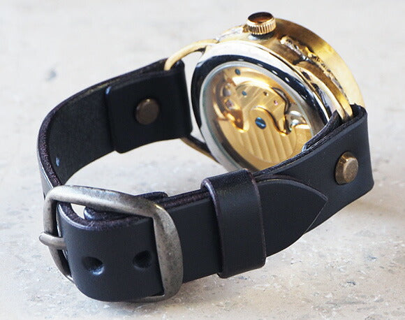KINO（キノ） 手作り腕時計 自動巻き 裏スケルトン クラウン SUN＆MOON [K-11]