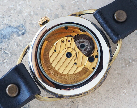 KINO（キノ） 手作り腕時計 自動巻き 裏スケルトン クラウン SUN＆MOON