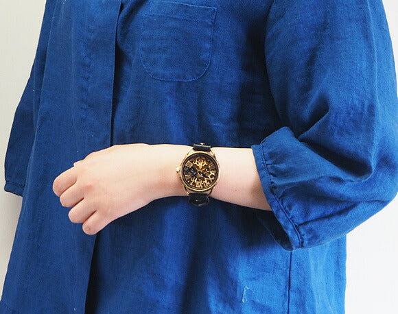 KINO（キノ） 手作り腕時計 自動巻き 裏スケルトン クラウン SUN＆MOON 真鍮 [K-11]