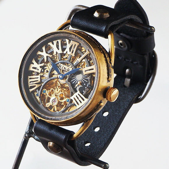 KINO（キノ） 手作り腕時計 自動巻き 裏スケルトン クラウン SUN＆MOON [K-11]
