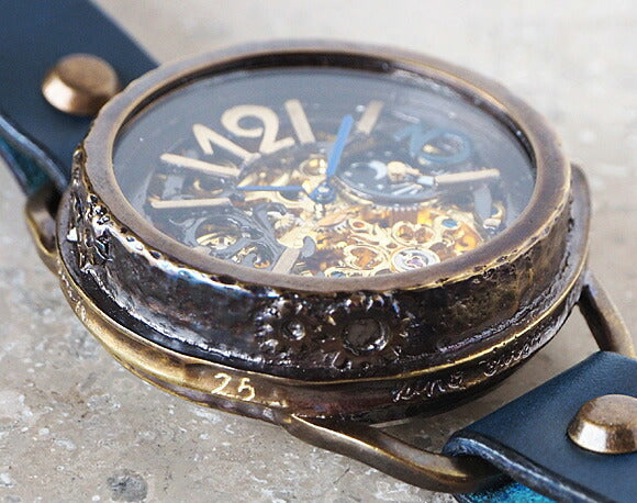 KINO（キノ） 手作り腕時計 自動巻き 裏スケルトン ナイン ブルー SUN＆MOON [K-14-BL]