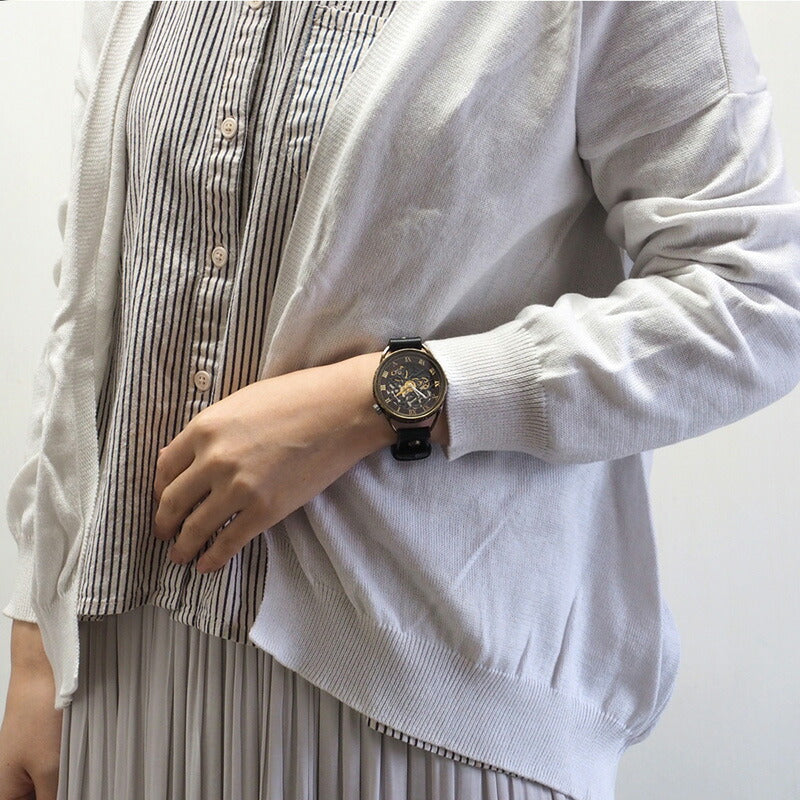 KINO(キノ) 手作り腕時計 自動巻き 裏スケルトン メカニックブラック ブラック [K-15-MBK-BK]