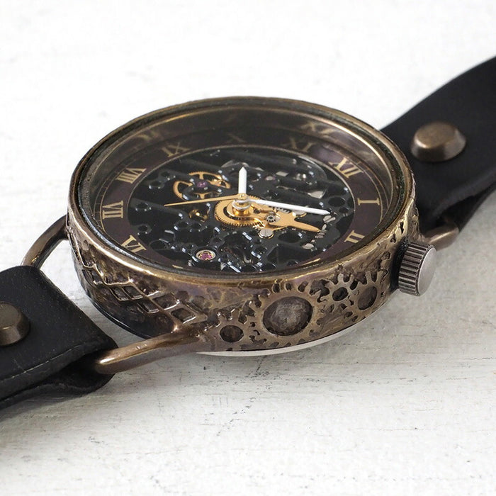 KINO(キノ) 手作り腕時計 自動巻き 裏スケルトン メカニックブラック ブラック [K-15-MBK-BK]