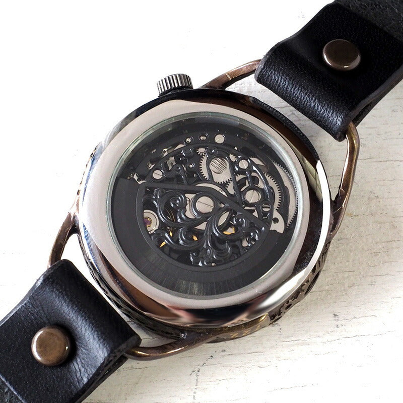 KINO(キノ) 手作り腕時計 自動巻き 裏スケルトン メカニックブラック ブラック [K-15-MBK-BK]