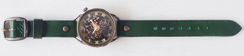 KINO(キノ) 手作り腕時計 自動巻き 裏スケルトン メカニックブラック グリーン [K-15-MBK-GR]