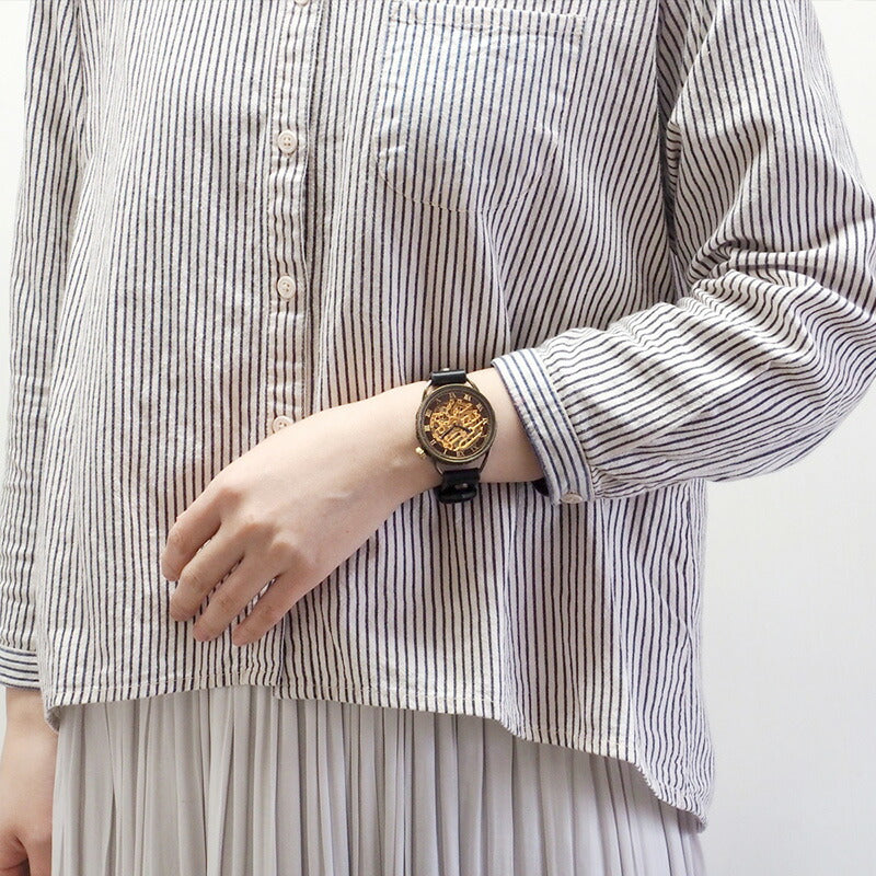 KINO(キノ) 手作り腕時計 自動巻き 裏スケルトン メカニックゴールド ブラック [K-15-MGD-BK]