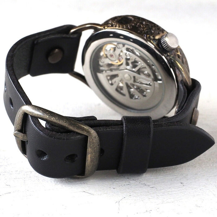 KINO(キノ) 手作り腕時計 自動巻き 裏スケルトン メカニックシルバー ブラック [K-15-MSV-BK]