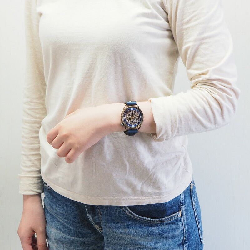 KINO(キノ) 手作り腕時計 自動巻き 裏スケルトン メカニックシルバー ブルー [K-15-MSV-BL]