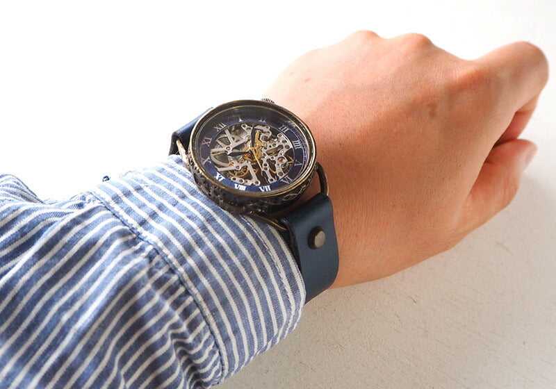 KINO(キノ) 手作り腕時計 自動巻き 裏スケルトン メカニックシルバー ブルー [K-15-MSV-BL]