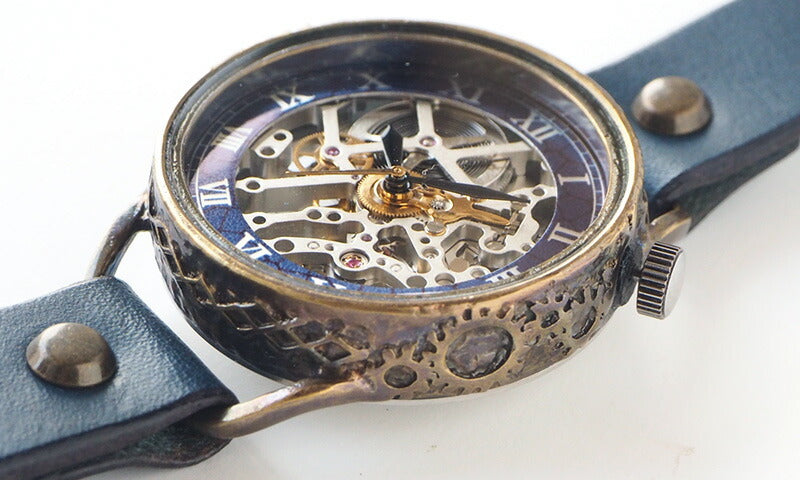 KINO(キノ) 手作り腕時計 自動巻き 裏スケルトン メカニックシルバー ブルー [K-15-MSV-BL]