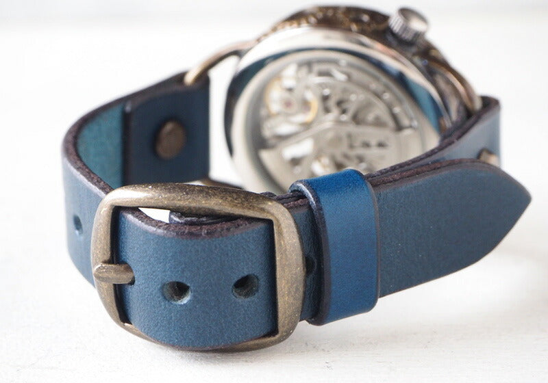 KINO(キノ) 手作り腕時計 自動巻き 裏スケルトン メカニックシルバー ブルー [K-15-MSV-BL]