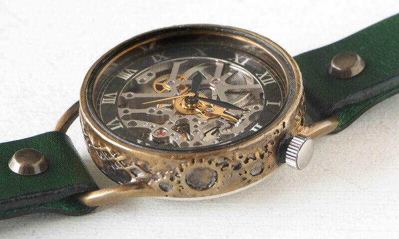 KINO(キノ) 手作り腕時計 自動巻き 裏スケルトン メカニックシルバー グリーン [K-15-MSV-GR]