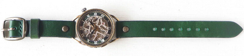 KINO(キノ) 手作り腕時計 自動巻き 裏スケルトン メカニックシルバー グリーン [K-15-MSV-GR]