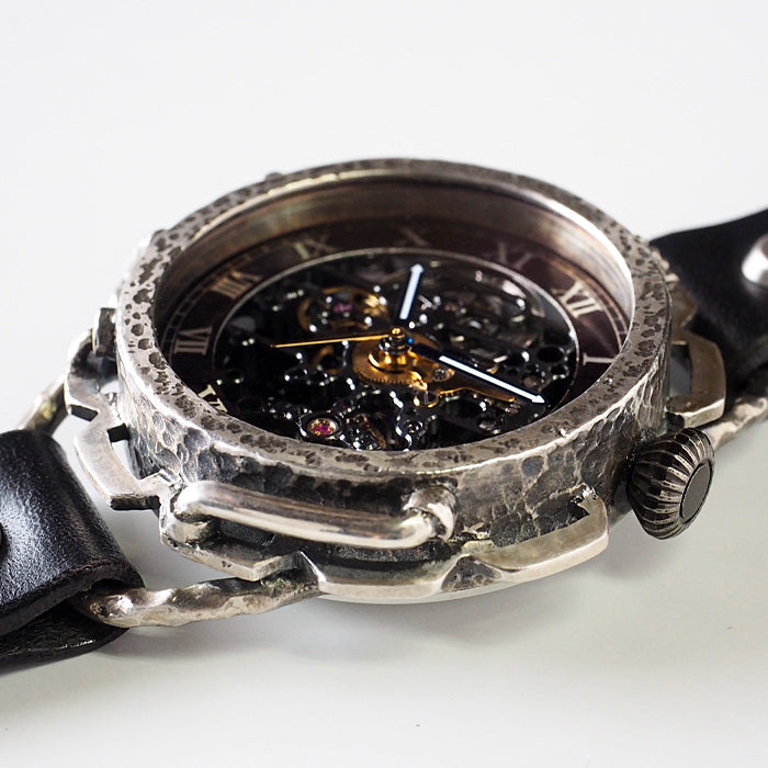 KINO (Kino) handmade watch automatic winding back skeleton kinopunk black silver black [K-18-SV-BK] 
