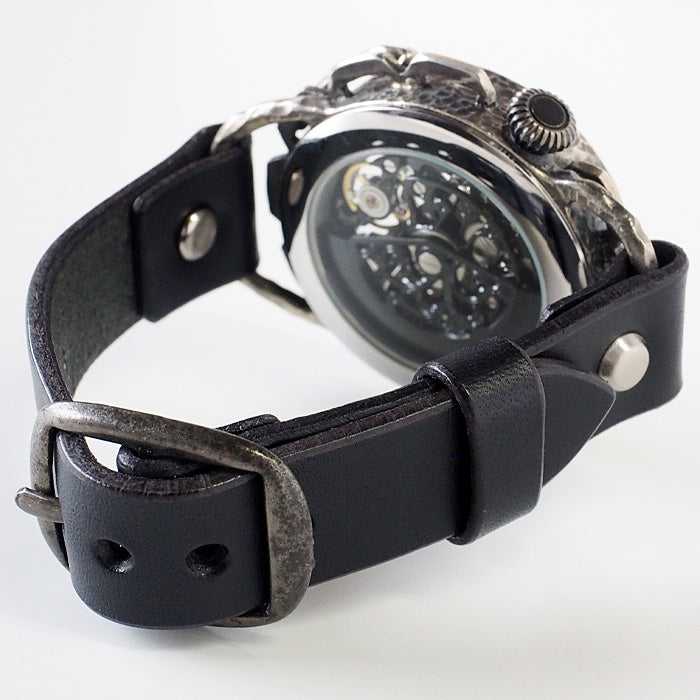 KINO（キノ） 手作り腕時計 自動巻き 裏スケルトン キノパンクブラック シルバー ブラック [K-18-SV-BK]