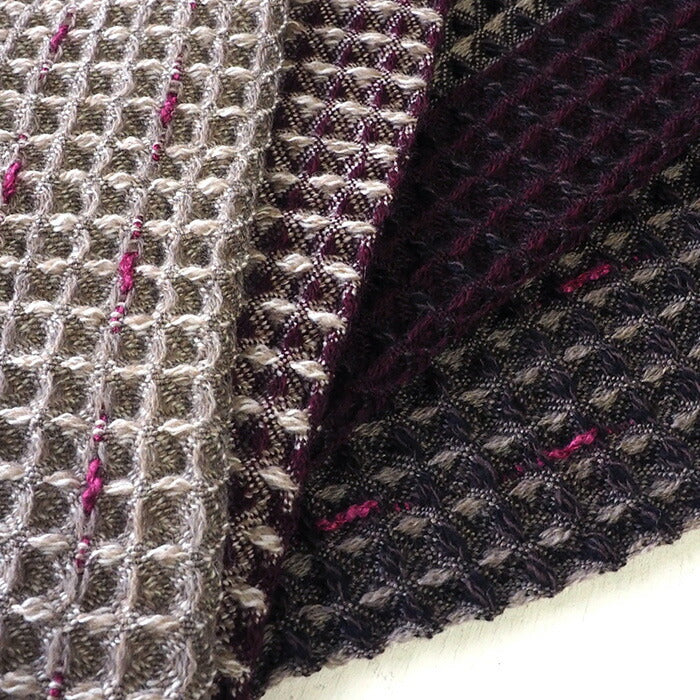 【2色から選べます】kobooriza－工房織座－ ウール100％ 刺し子ドットマフラー ワッフル織り メンズ・レディース [K-MF-KO02]