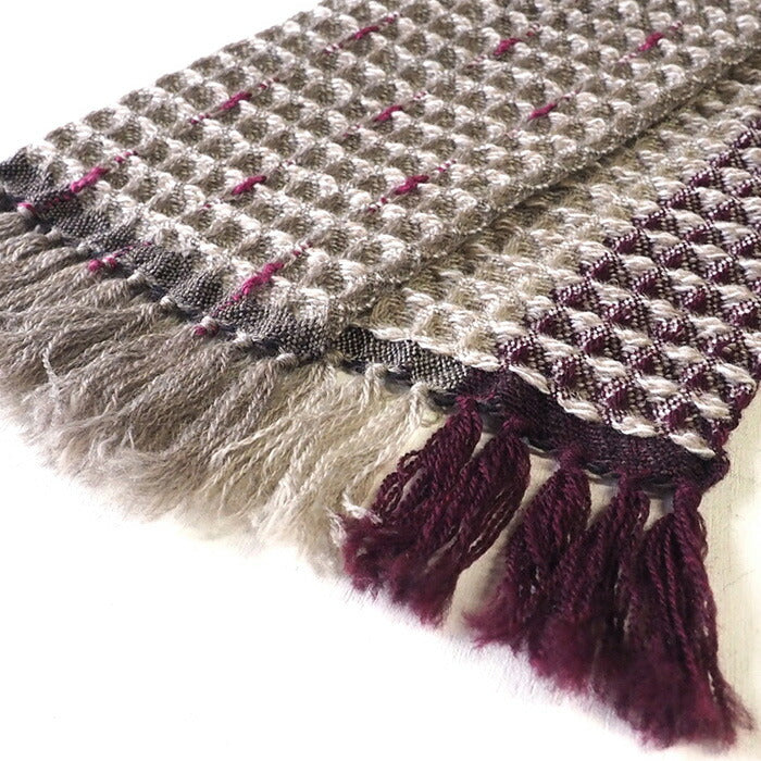 【2色から選べます】kobooriza－工房織座－ ウール100％ 刺し子ドットマフラー ワッフル織り メンズ・レディース [K-MF-KO02]