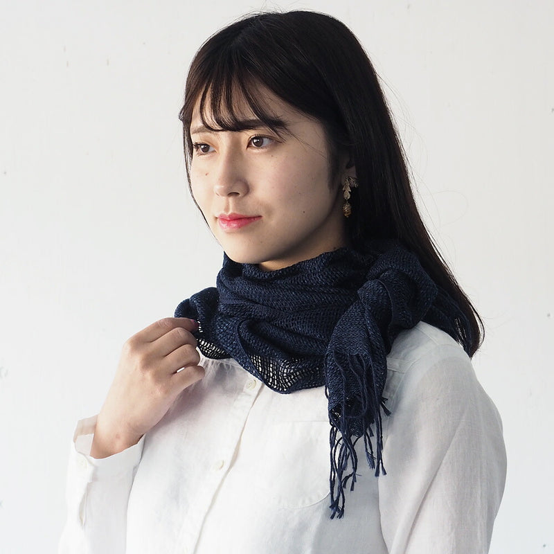 kobooriza Kobo Oriza Mojiri Weave Jeans Stole 100% Cotton Indigo Men's Women's [K-MF-MJ01] 