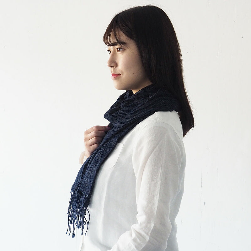 kobooriza Kobo Oriza Mojiri Weave Jeans Stole 100% Cotton Indigo Men's Women's [K-MF-MJ01] 