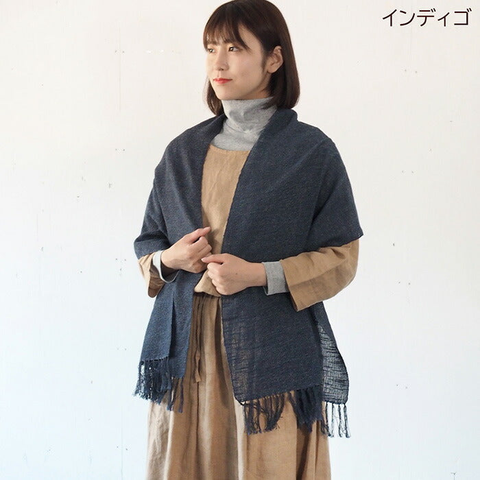 【7色】kobooriza 工房織座 ウール混 コットンスラブマフラー メンズ・レディース [K-MF-PL02]