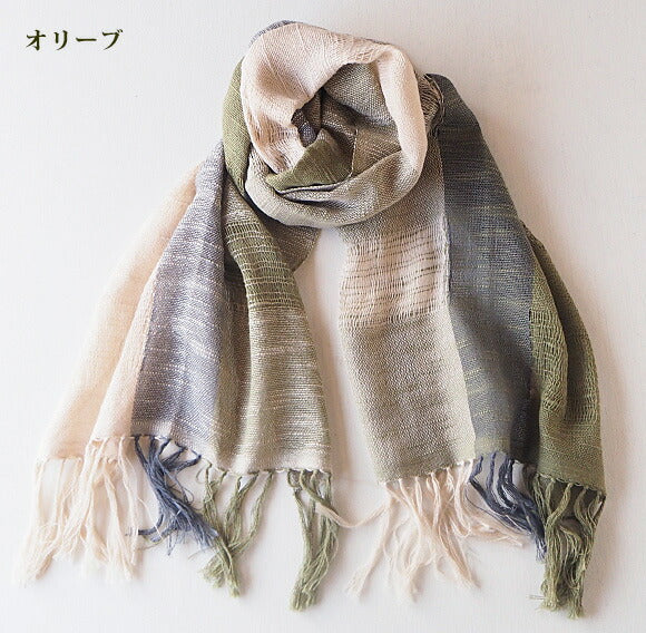 [5 colors] kobooriza Cotton 100% Tri-color Stole N [K-MF-TC03] 