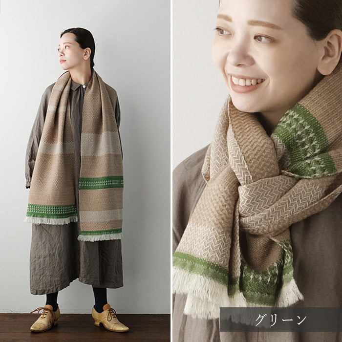 [4 colors] Kobooriza Kobo Oriza Wool 100% Nordic Border Muffler Men's Women's [K-MF-KO04] 