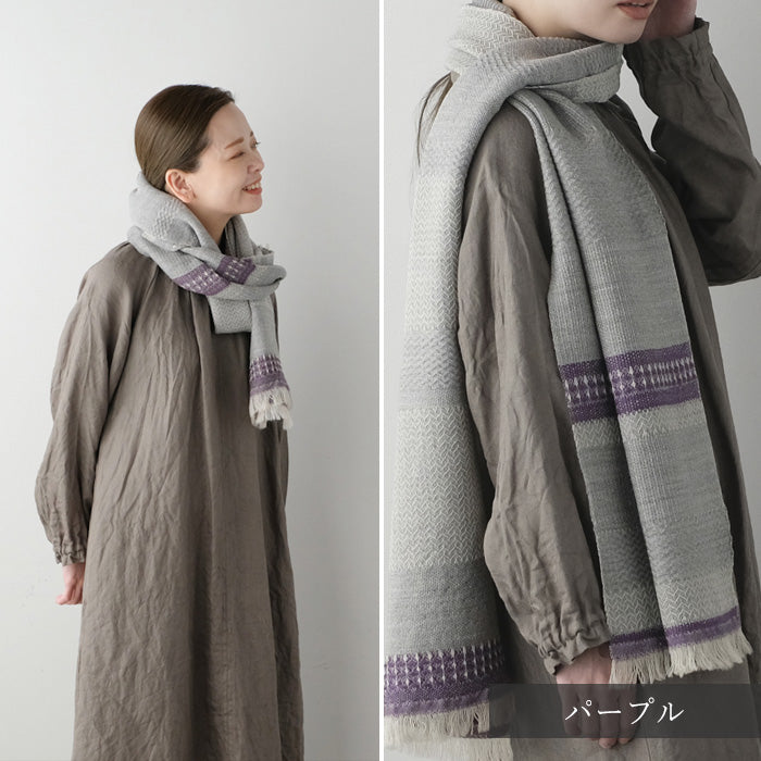 [4 colors] Kobooriza Kobo Oriza Wool 100% Nordic Border Muffler Men's Women's [K-MF-KO04] 