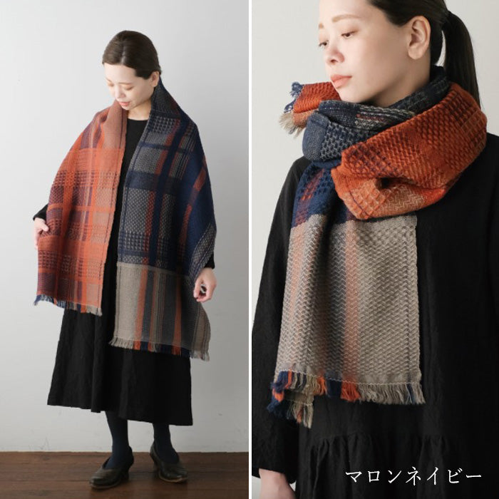 4色】kobooriza 工房織座 ウール100% かわり織りマフラー2 4色】kobooriza 工房織座 ウール100% かわり織りマフラー2