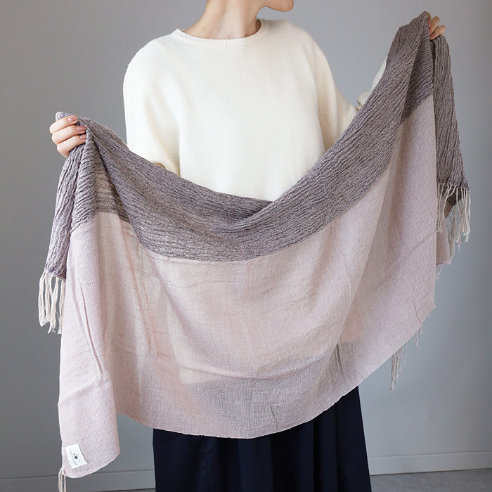 【5色】kobooriza 工房織座 ウール混 かさね色ちぢみショールN レディース [K-OS-KC02]