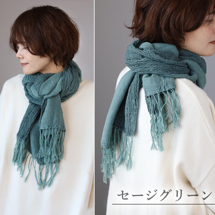 【5色】kobooriza 工房織座 ウール混 かさね色ちぢみショールN レディース [K-OS-KC02]