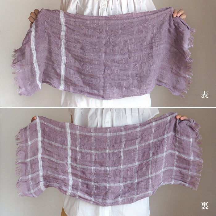 kobooriza 工房織座 綿100％ チョットコレ リバーシブル チェック マフラー メンズ レディース [K-SM-CR02] 愛媛県 今治市 織物