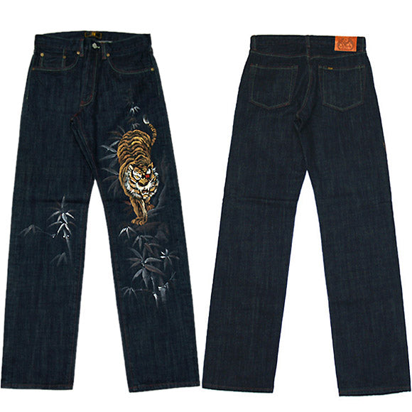 [Limited to 100 models! ] Zen (ZEN) Kyoto Yuzen hand-painted jeans revival! Taketora eyepatch Limited version [KD001-01-2] 