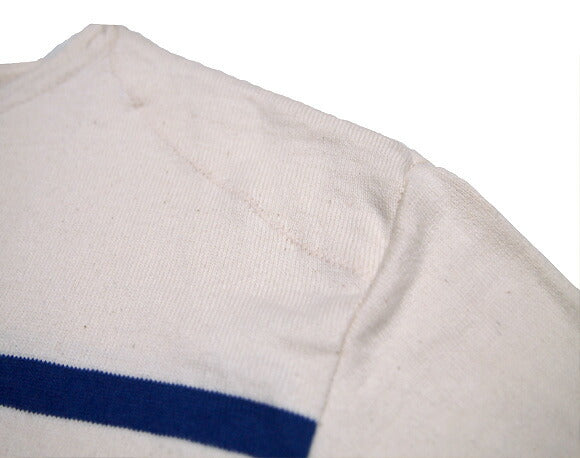 手染 Meya Loop-knit Tenjiku Basque Shirt Striped Long-sleeve Off-white x Navy 男裝/女裝 [KL-001N] 