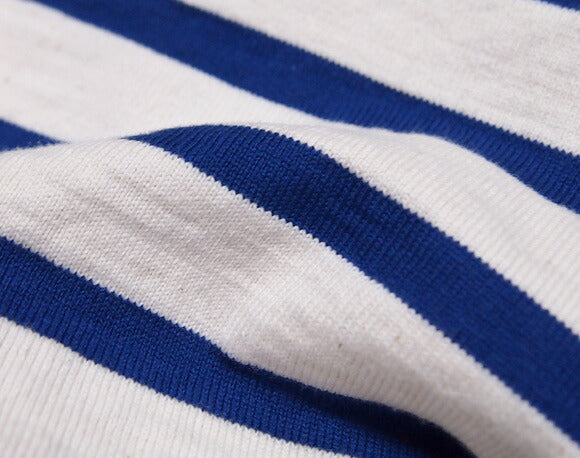 Hand-dyed Meya Loop-knit Tenjiku Basque Shirt Striped Long-sleeve Off-white x Navy Men's/Women's [KL-001N] 