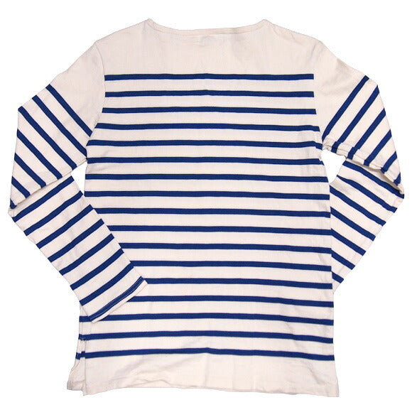 Hand-dyed Meya Loop-knit Tenjiku Basque Shirt Striped Long-sleeve Off-white x Navy Men's/Women's [KL-001N] 