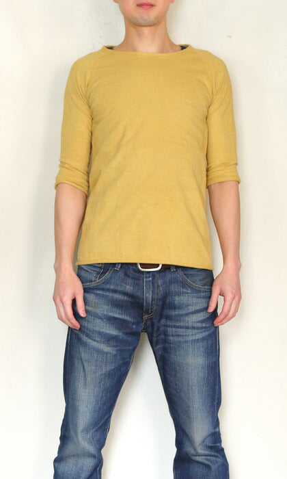 [11 colors] Hand-dyed Meya Hanging knitted sheeting Naturally dyed organic cotton Raglan 3/4 sleeve cut and sew Men's Ladies [KL-008] 