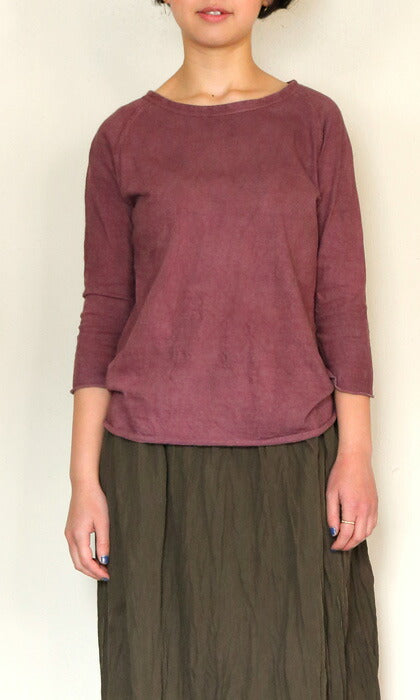 [11 colors] Hand-dyed Meya Hanging knitted sheeting Naturally dyed organic cotton Raglan 3/4 sleeve cut and sew Men's Ladies [KL-008] 