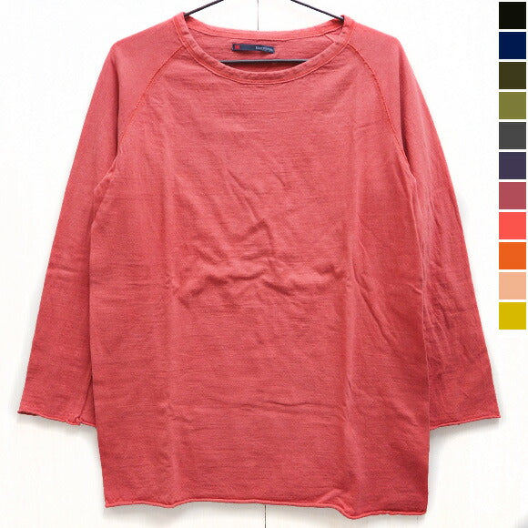 [11 colors] Hand-dyed Meya Hanging knitted sheeting Naturally dyed organic cotton Raglan 3/4 sleeve cut and sew Men's Ladies [KL-008] 