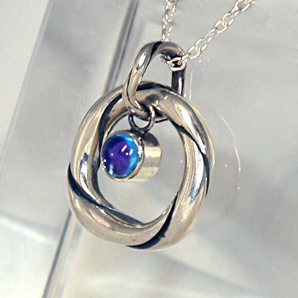 naturama(ナチュラマ) シルバーネックレス “和柄ノ京銀” 銀ひねり「麗」 蒼紅色 [KL1BT]