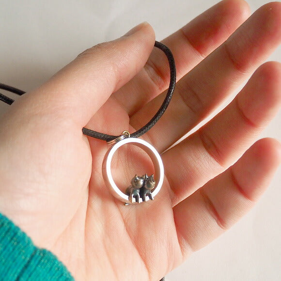 青銅雕刻家小泉忠志項鍊“夕陽喵喵。” [KO-NC-05] 