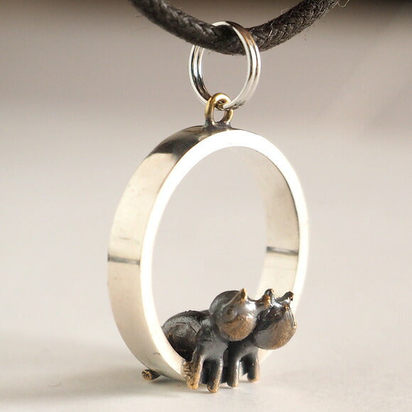 青銅雕刻家小泉忠志項鍊“夕陽喵喵。” [KO-NC-05] 