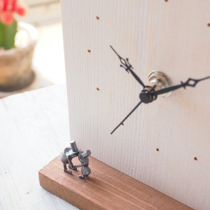 Bronze sculptor Tadashi Koizumi Kobito's table clock "Long-distance love" [KO-WC-02] 