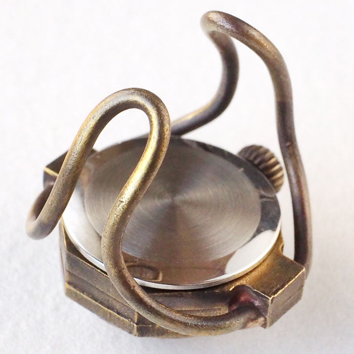 KS Handmade Ring Watch Brass Octagonal Case Zodiac Dial Women's [KS-RBW-01] Finger Watch Ring Watch Japanese Clock Finger Watch JHA Koji Shinohara Handmade
