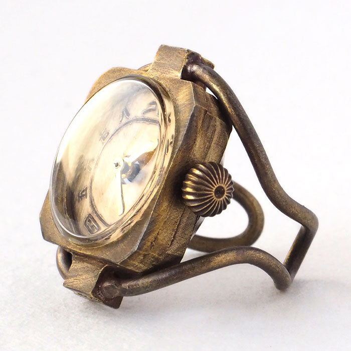 KS Handmade Ring Watch Brass Rounded Case Chinese Numeral Dial [KS