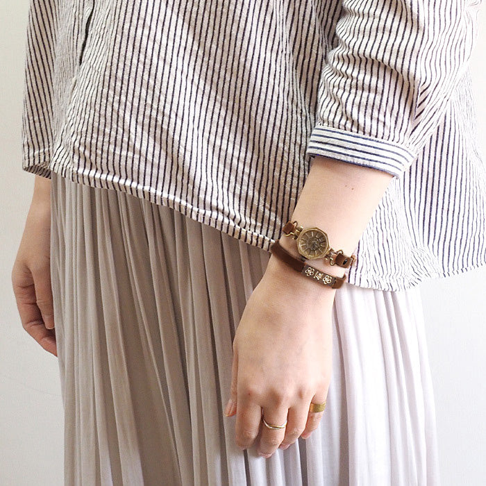 KS（ケーエス） 手作り腕時計 “和時計 桐竹（きりたけ）” 2重巻きベルト レディース [KS-WA-02]