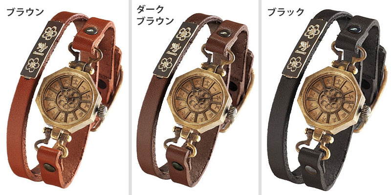 KS（ケーエス） 手作り腕時計 “和時計 桐竹（きりたけ）” 2重巻きベルト レディース [KS-WA-02]