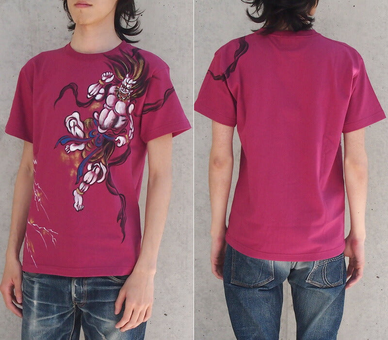 [Choose from 2 colors! ] Zen (ZEN) Hand-painted Japanese pattern T-shirt short sleeve "Kijin" black wine red [KTH0016] 